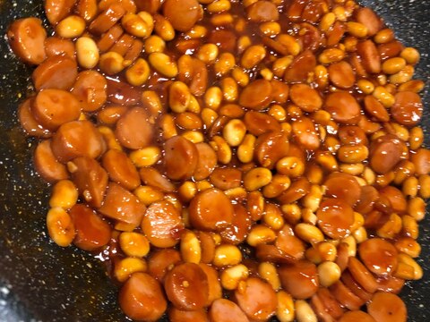 栄養満点！大豆とウインナーの簡単炒め